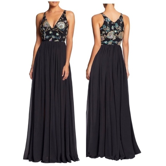 Dress the Population Sequence Bodice Gown Small - Picture 1 of 10